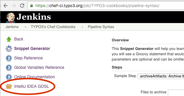Jenkins with link to the IntelliJ IDEA GDSL file