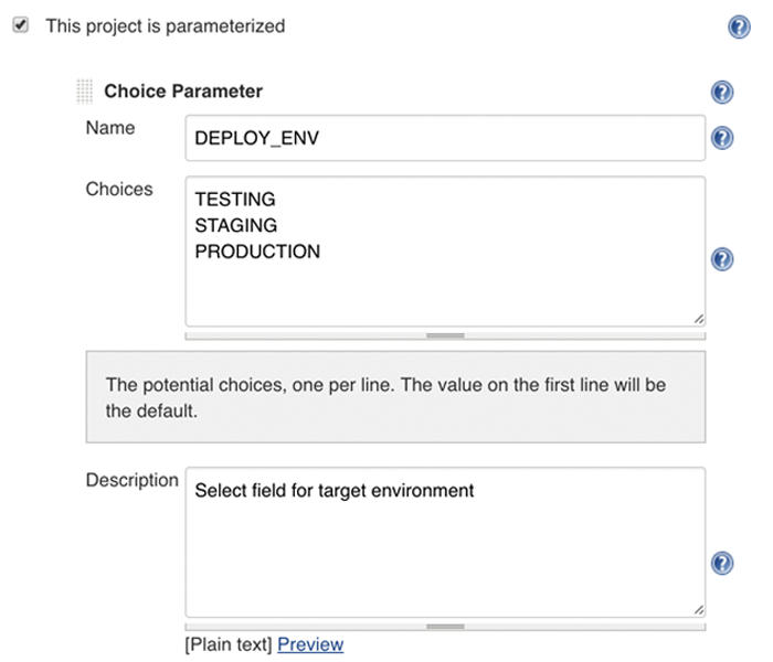 Adding a choice parameter